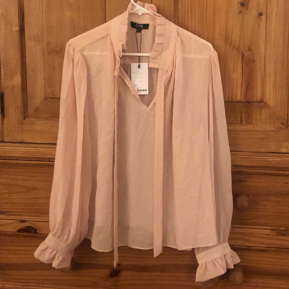 NWT Pink Blouse w/ Tie *Unique* OHS Clothing 3x
